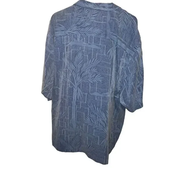 Tommy Bahama Islander Fronds 100% Silk Camp Size XL Blue Floral Tropical NWT - Picture 4 of 7